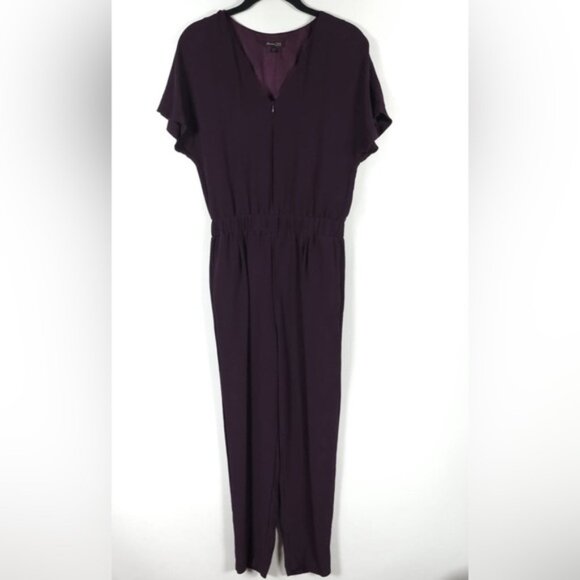 Massimo Dutti Women’s Romper Overall Jumpsuit Purple Plum Pockets Viscose Size 4 - Picture 4 of 13